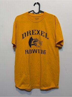 Graphic T shirt Gold and Navy Drexel Rowing Short Sleeve Tee MEDIUM